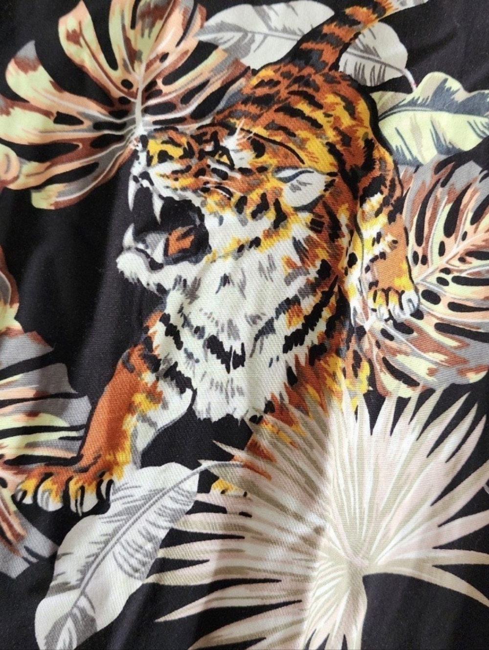 Denim & Flower Botanical Tropical Print Jacket Jungle Tiger 100% Viscose Small
